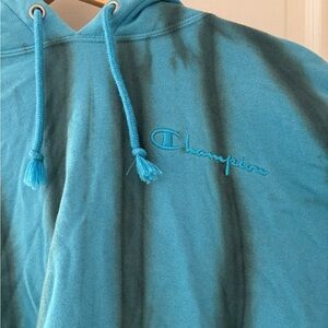 Urban outfitters champion hoodie sz Small (blue and black stripe dye)